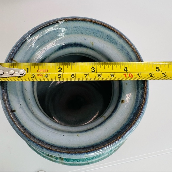 Jim Weber Ware Studio Art Pottery Beehive Round Bowl Vase Pink Blue Glaze Signed - Picture 6 of 7